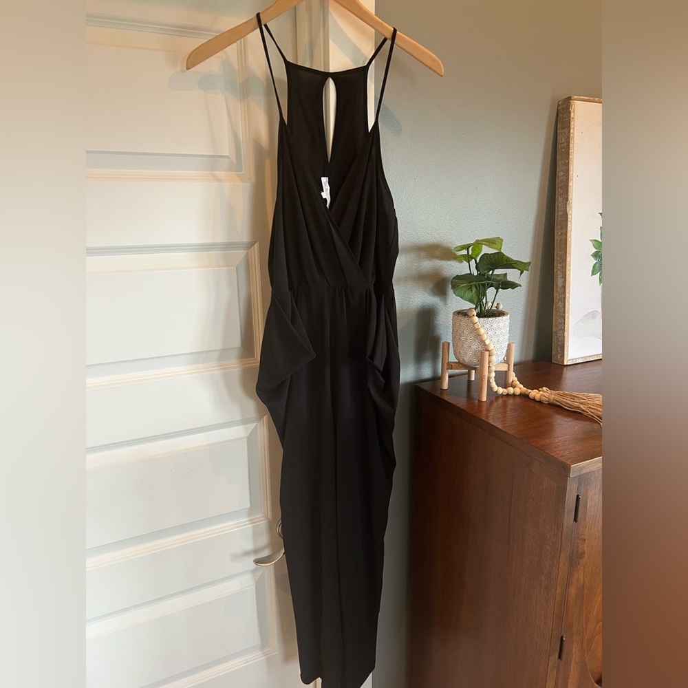 BCBG Generation Plunge Neckline Black Jumpsuit